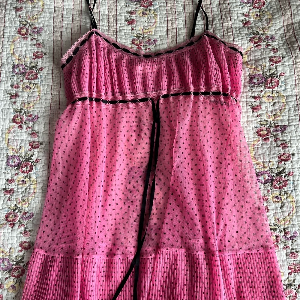 Pink Sheer Polka Dot Chemise